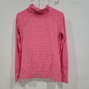 GAP Pink and White Striped Turtleneck Top